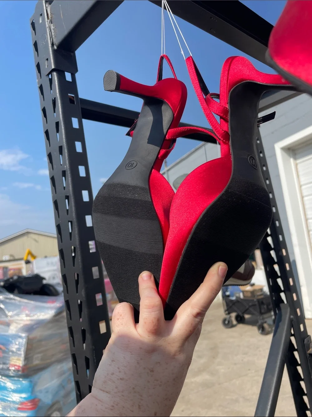 a new day Red Pointed Slingback Flats with Ankle Strap